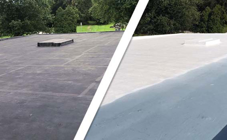 restored commercial roof before and after 